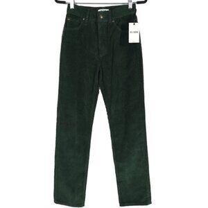 RE/DONE New HighRise 70s Cigarette Corduroy Pants Evergreen Straight Leg Size 24